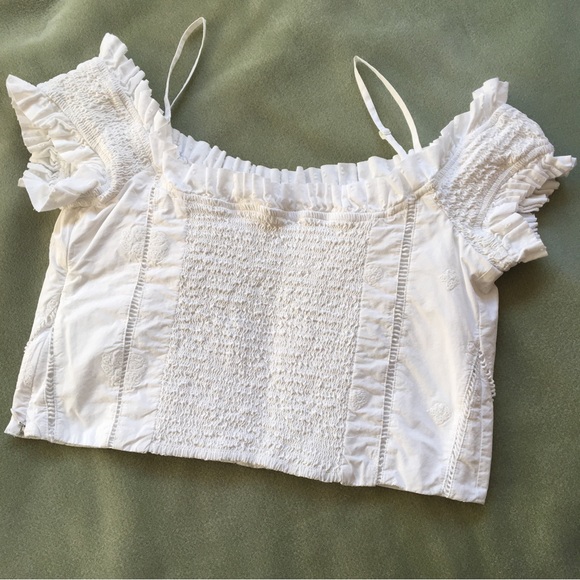 NWT Anthropologie White Cotton Eyelet Top - Picture 5 of 9
